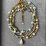 DREAMY BLUE AND PEARL NECKLACE