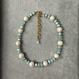 DREAMY BLUE AND PEARL NECKLACE