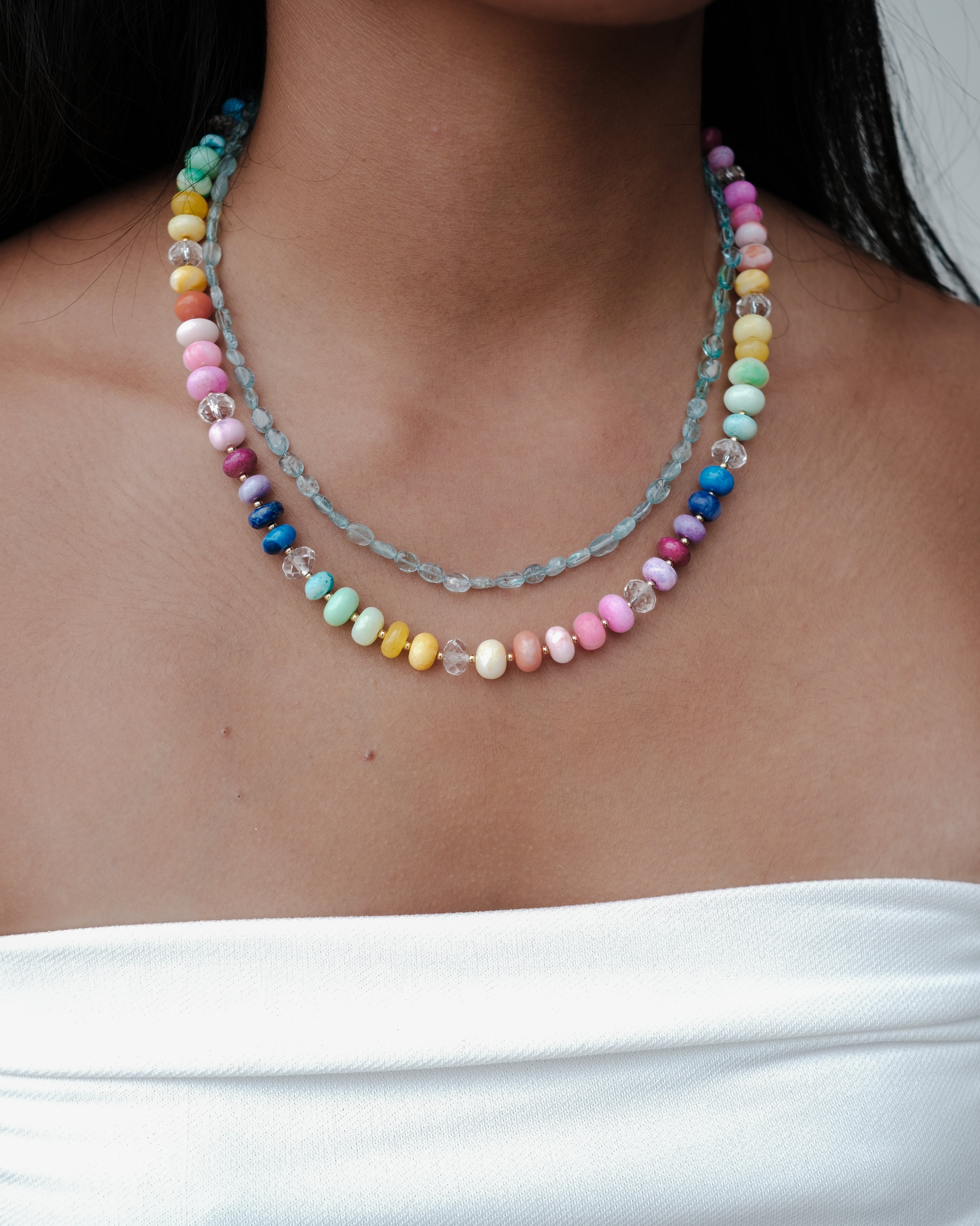 POSITANO OPAL BEADED NECKLACE WITH RONDELLE BEADS