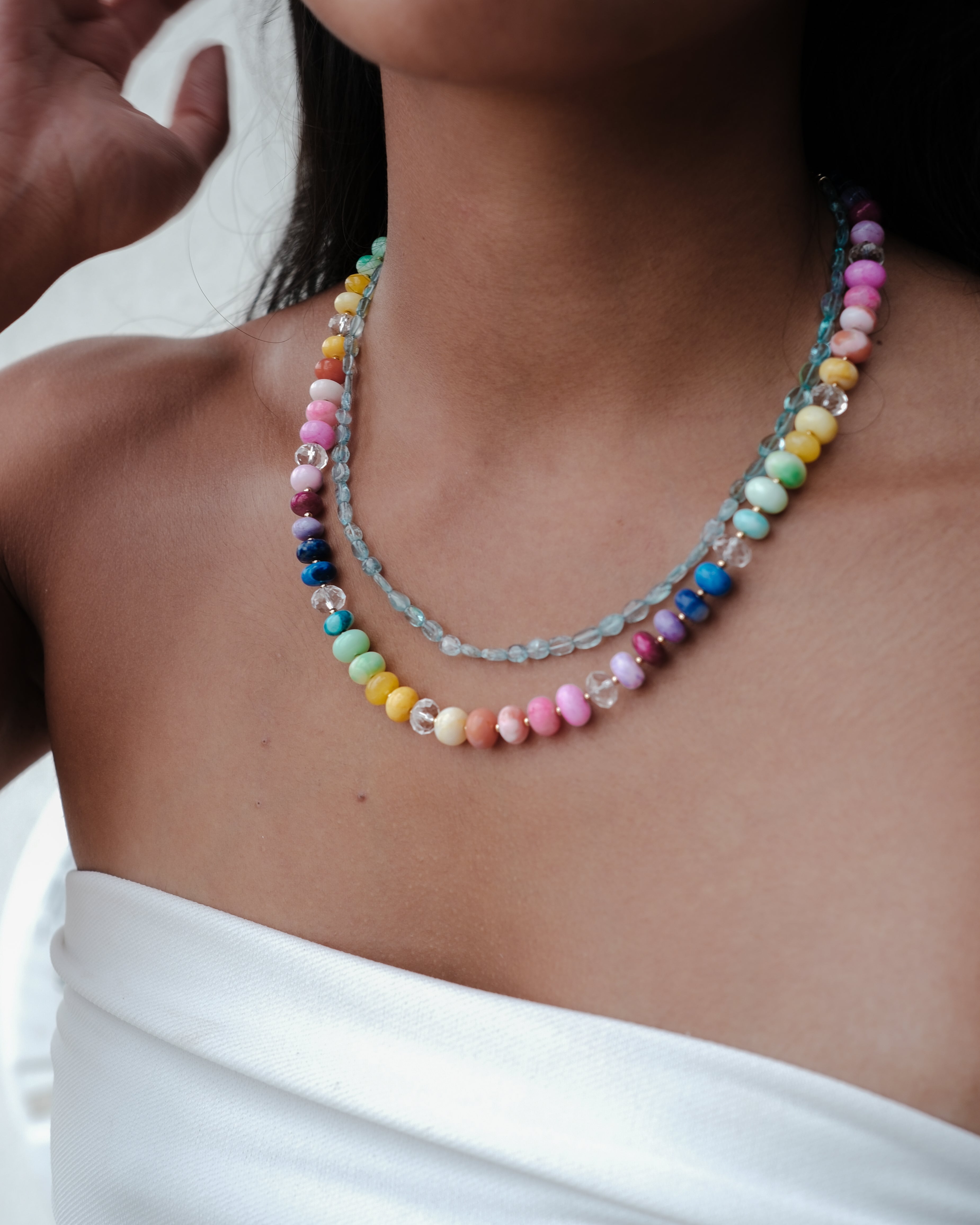 POSITANO OPAL BEADED NECKLACE WITH RONDELLE BEADS